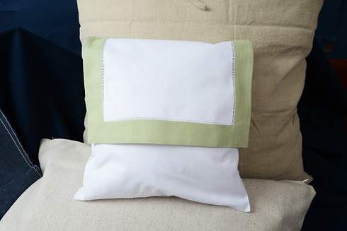 Hemstitch Baby Square Envelope Pillow 12" SQ. Mellow Green color
